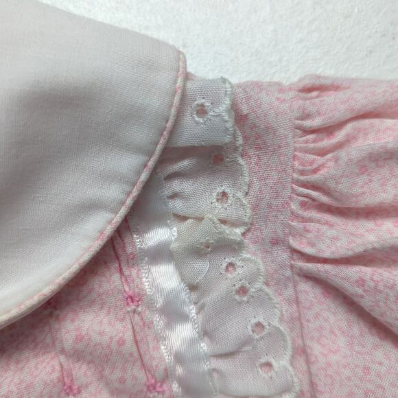 Vintage Polly Flinders Dress Baby Girls Size 12m Pink Calico Smocked - Picture 3 of 5